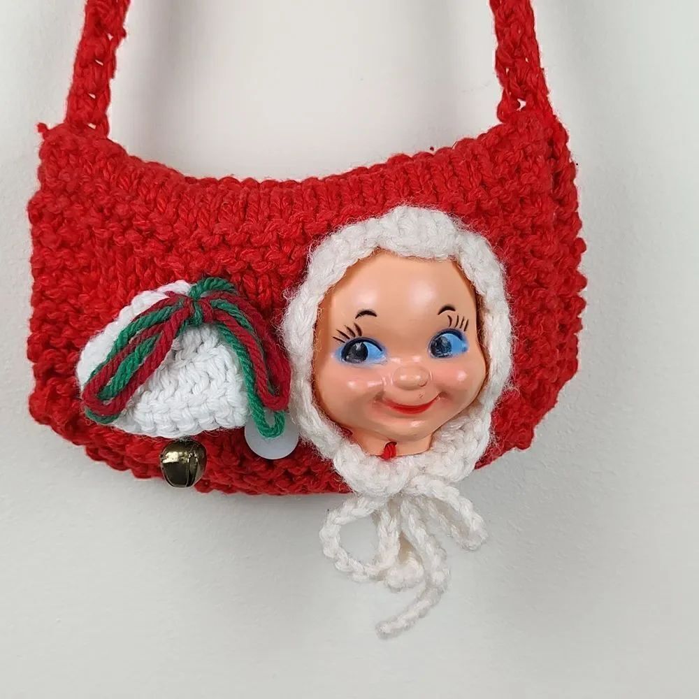 Vintage Hand Knit Christmas Shoulder/Crossbody Bag